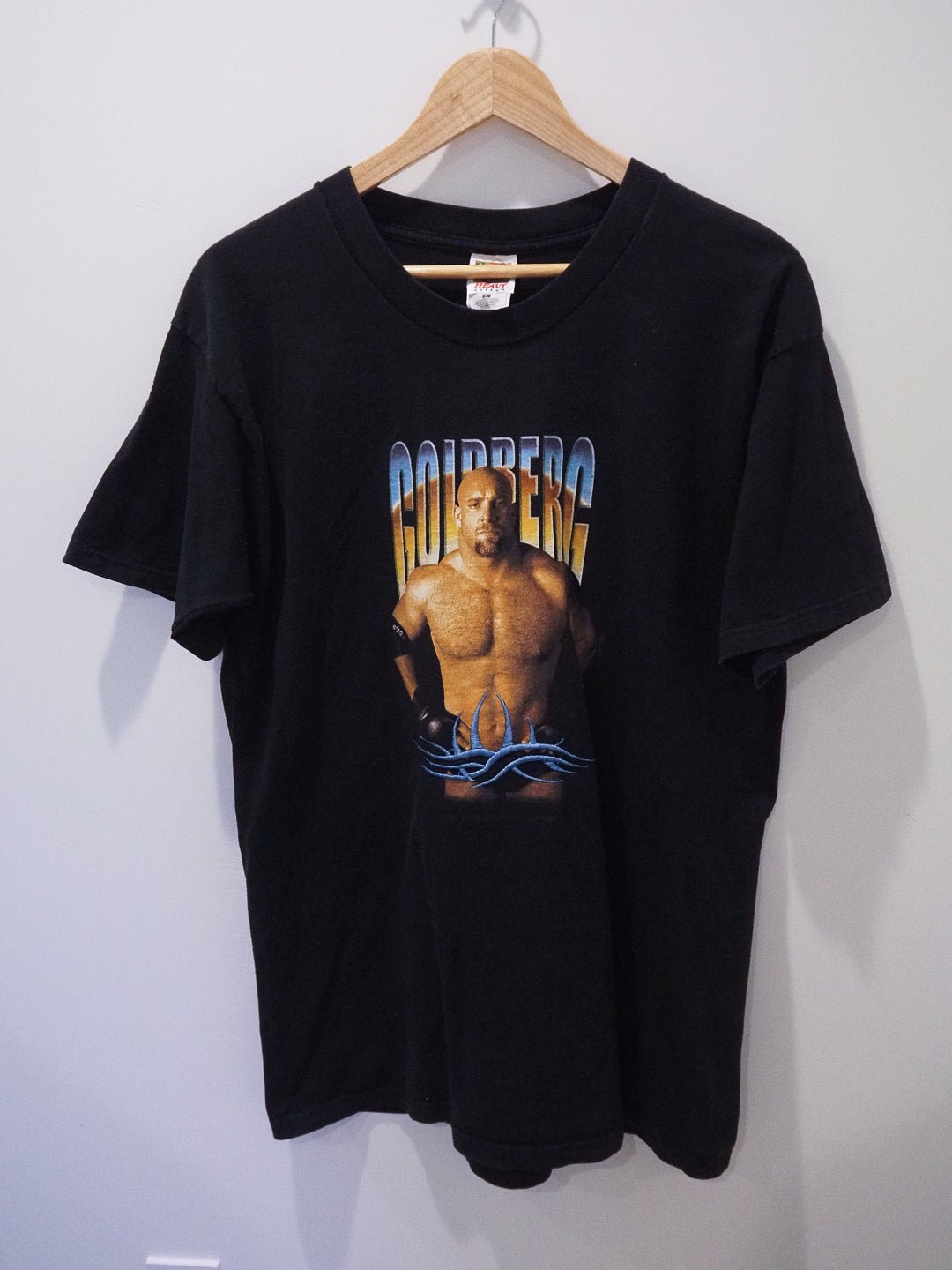 RARE 1998 WCW Goldberg T-Shirt w/ Embroidered Tattoo Logo Clothes - WCW - Afterthought Vintage