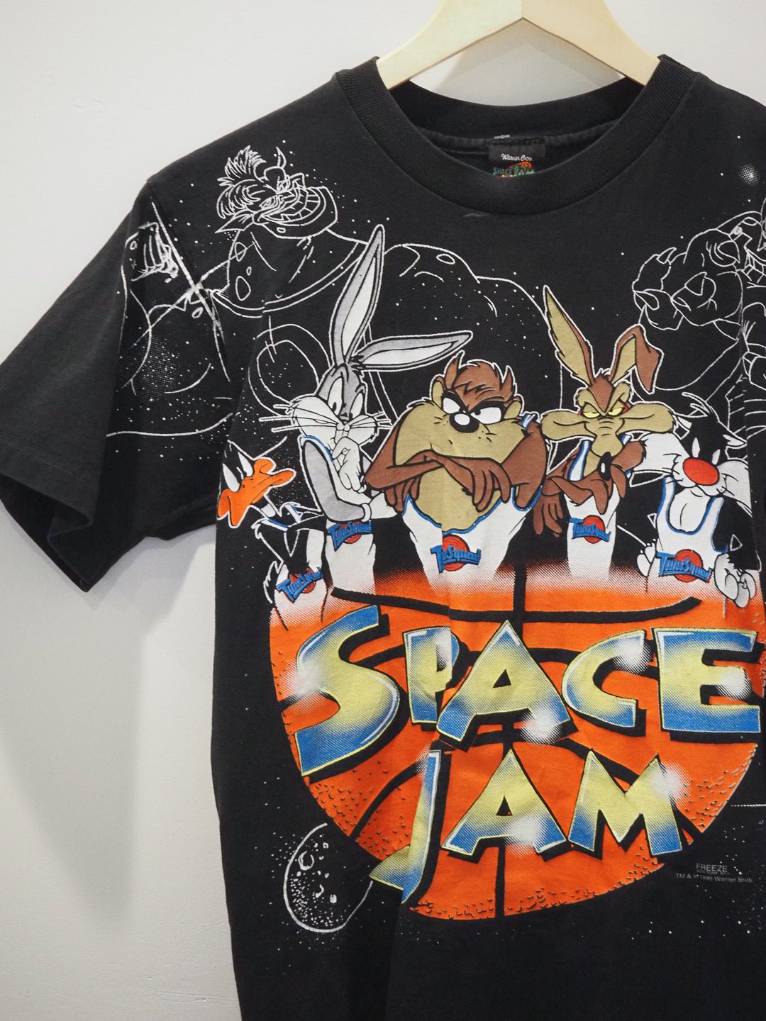 RARE Vintage 1996 Space Jam T-Shirt – Tune Squad Double - Sided Freeze USA Made Single Stitch Clothes - Warner Bros. - Afterthought Vintage