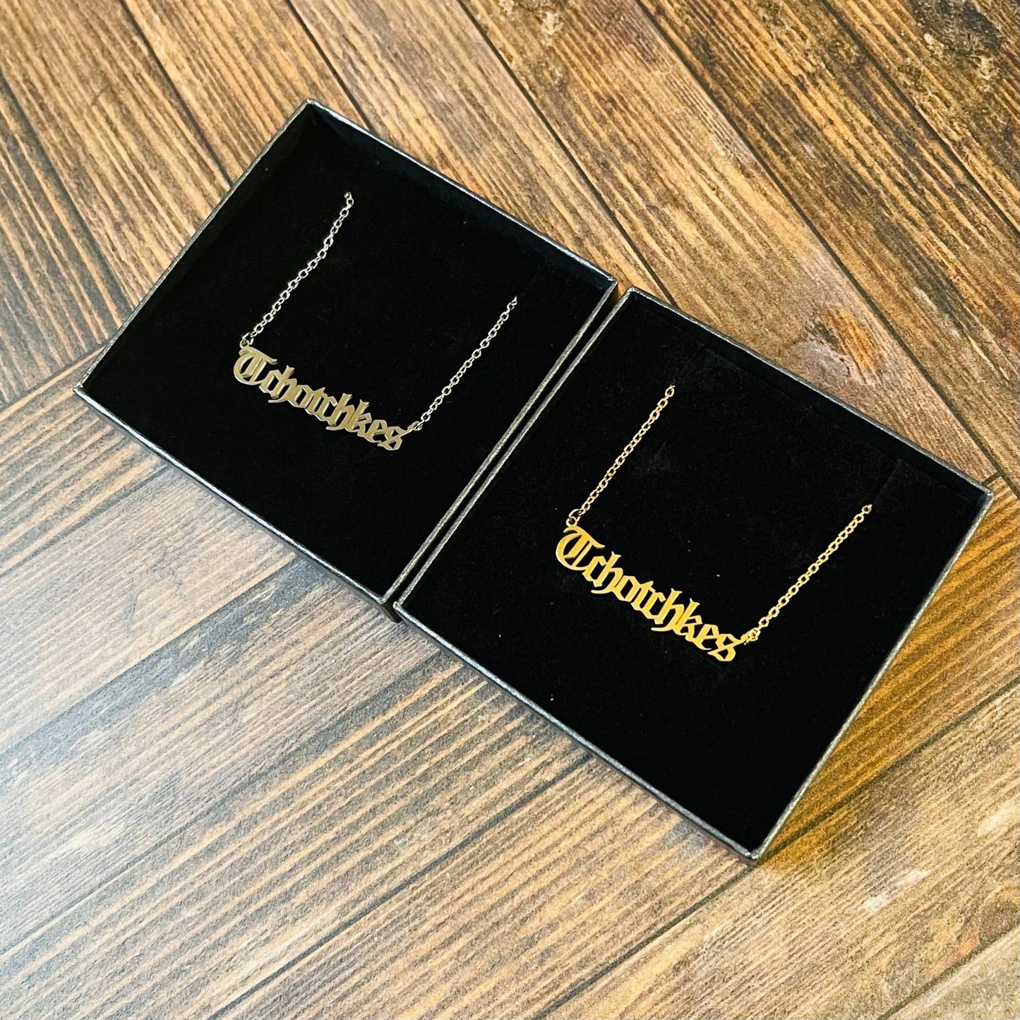 'Tchotchkes' Gothic Lettering Necklace by The Silver Spider Lifestyle - The Silver Spider Print Shop - Afterthought Vintage