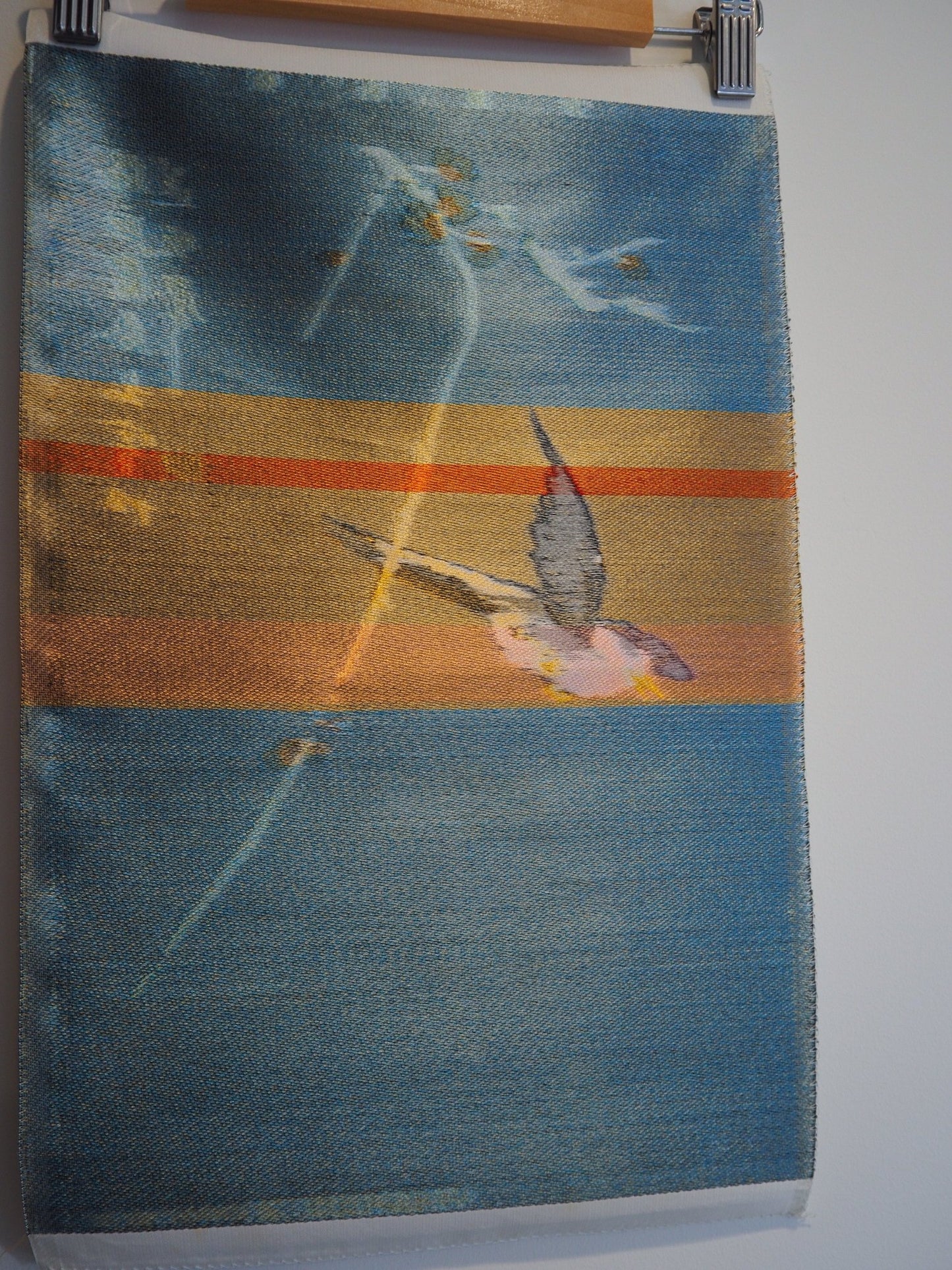 Vintage Chinese Silk Tapestry with Hand - Painted Gold Finch Lifestyle - Afterthought Vintage