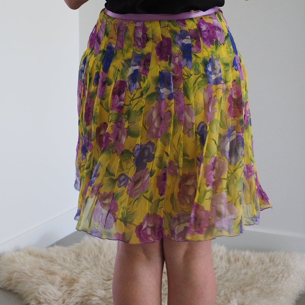 Vintage W.D. NY Floral Silk Skirt Clothes - Afterthought Vintage