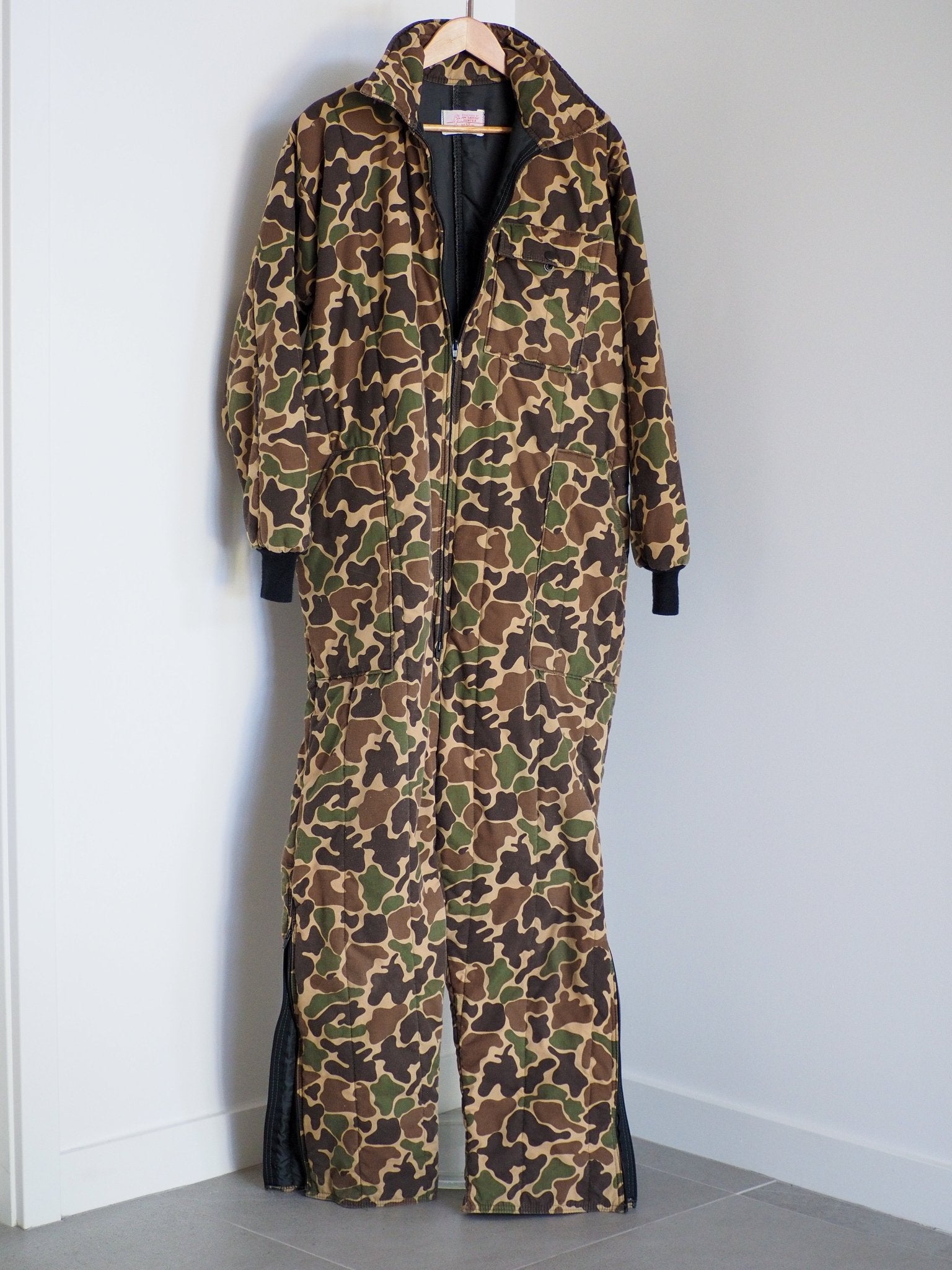 1970s Jim “Catfish” Hunter Saftbak Duck Camouflage Down Hunting Coveralls Clothes - Saftbak - Afterthought Vintage