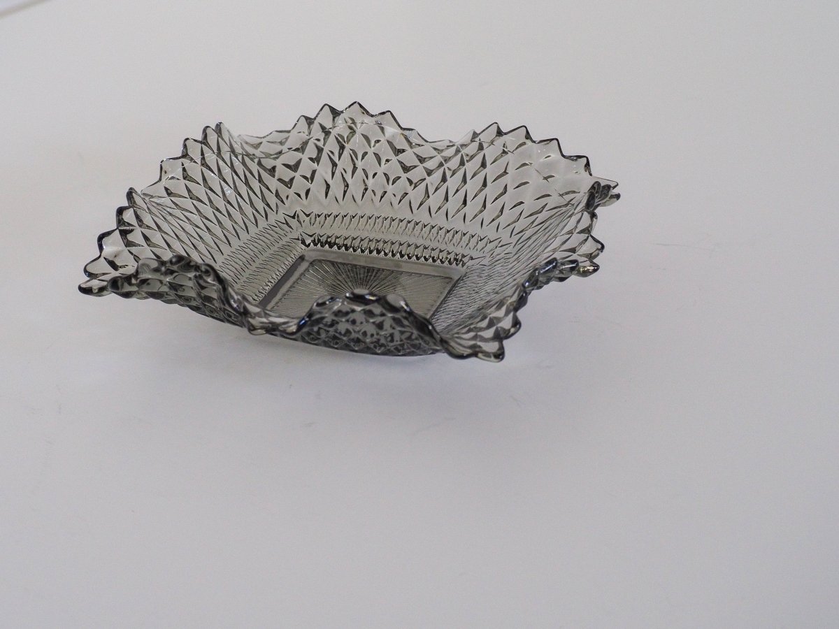 1970s MCM Indiana Glass Co Diamond Cut Trinket Dish Lifestyle - Afterthought Vintage