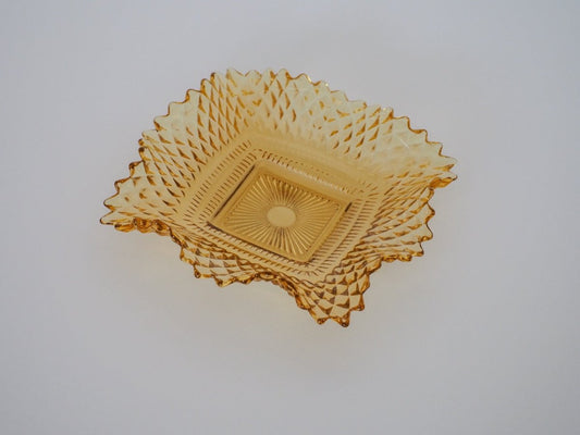 1970s MCM Indiana Glass Co Diamond Cut Trinket Dish Lifestyle - Afterthought Vintage