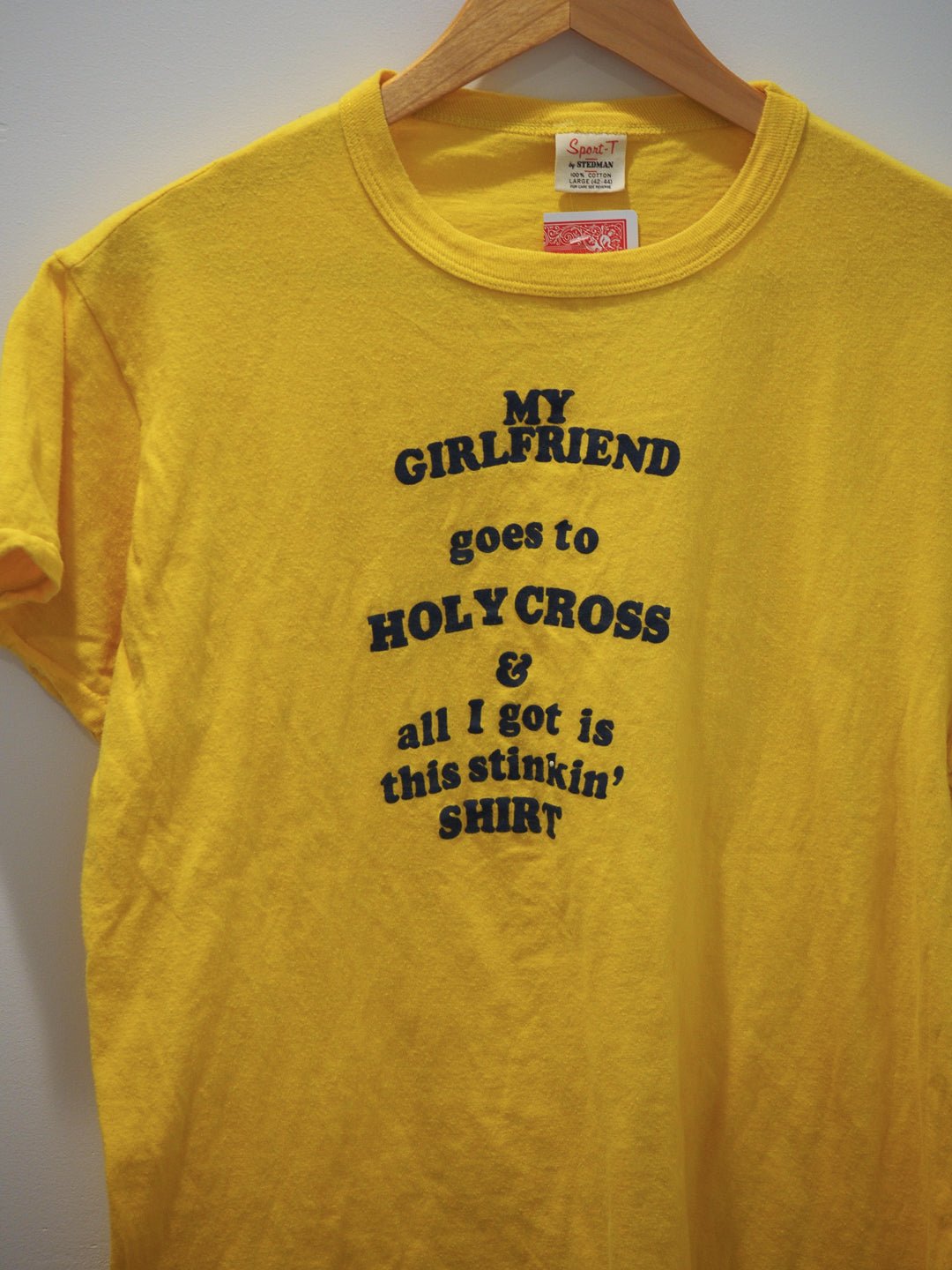 1970s “My Girlfriend Goes to Holy Cross” Funny T-Shirt – Sport - T by Stedman Clothes - Stedman - Afterthought Vintage