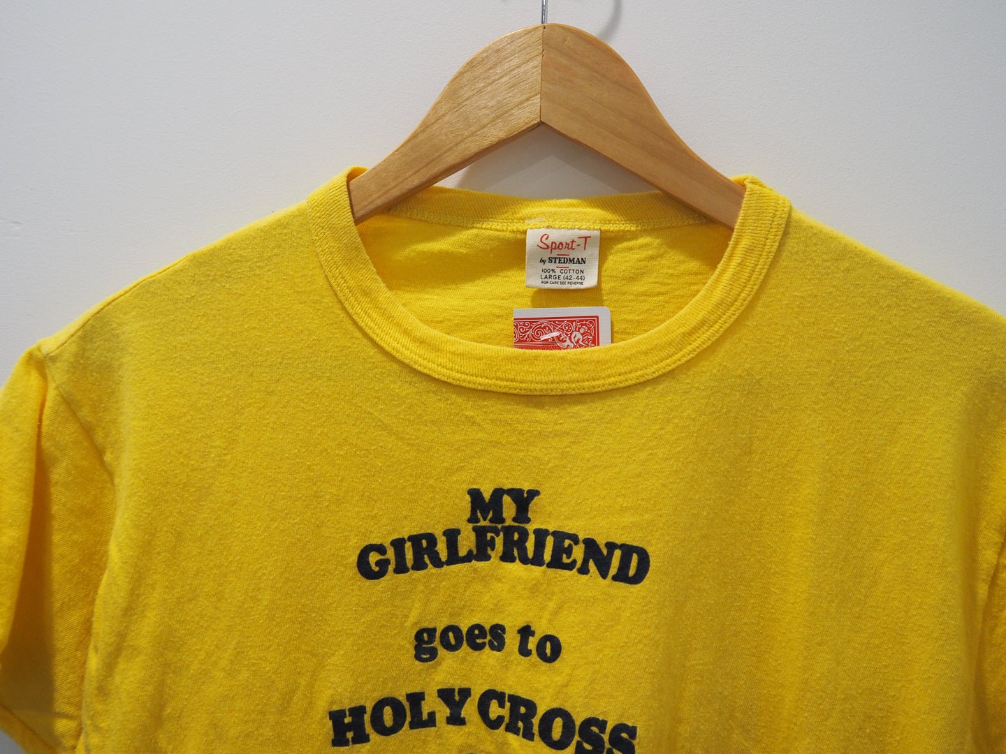 1970s “My Girlfriend Goes to Holy Cross” Funny T-Shirt – Sport - T by Stedman Clothes - Stedman - Afterthought Vintage