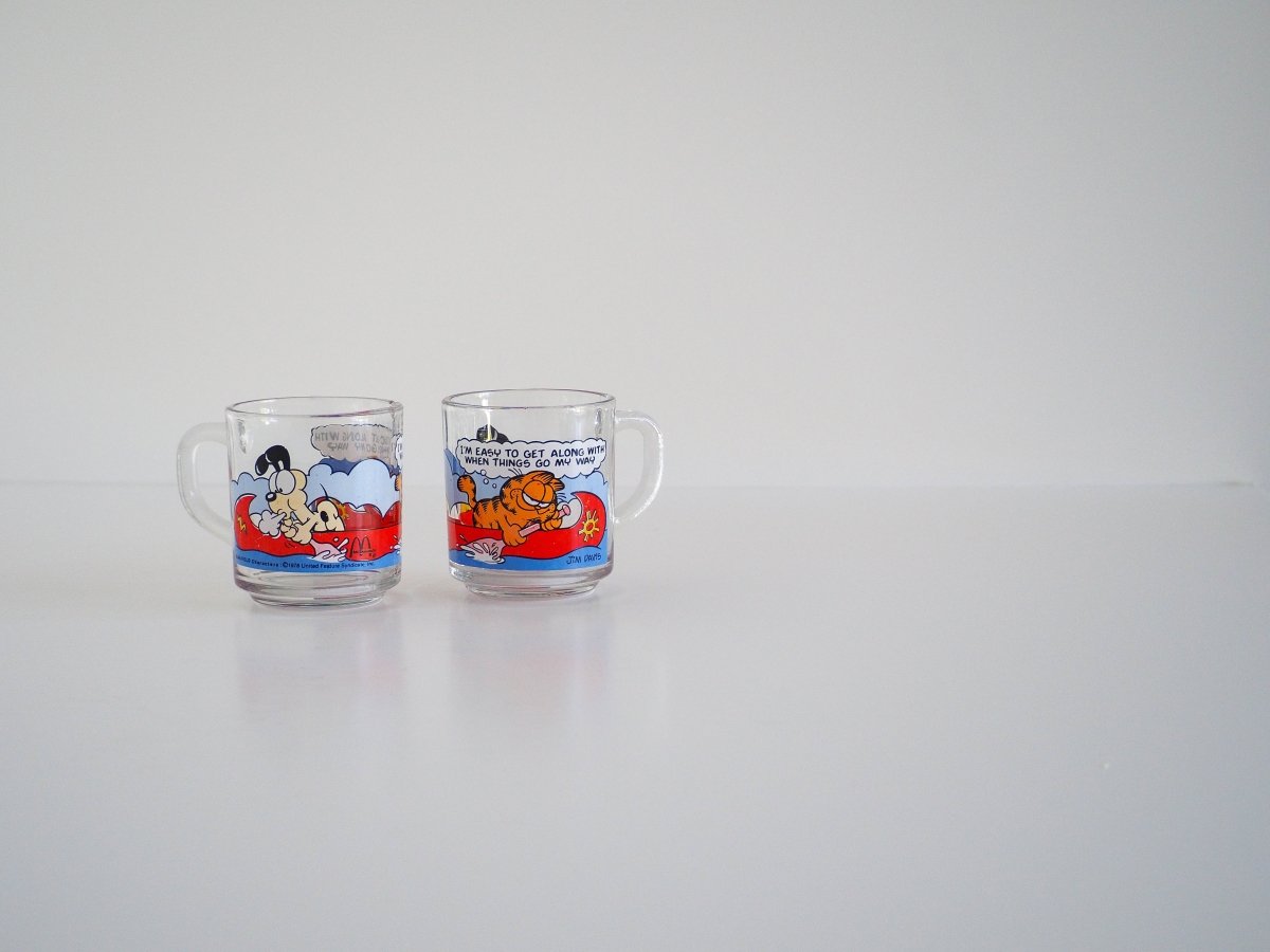 1978 Garfield McDonalds Glass Mugs Lifestyle - Afterthought Vintage