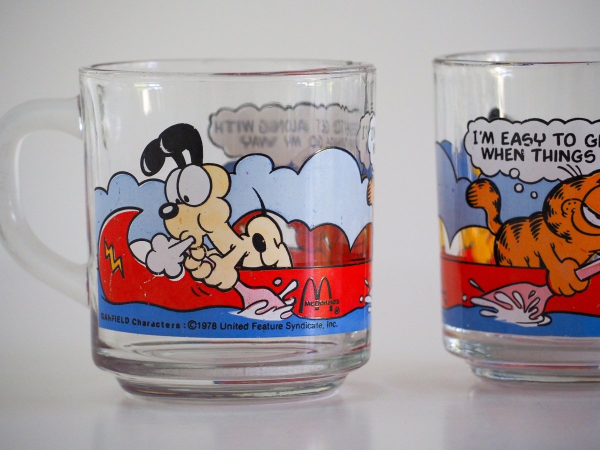 1978 Garfield McDonalds Glass Mugs Lifestyle - Afterthought Vintage