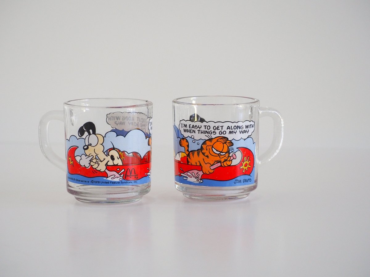 1978 Garfield McDonalds Glass Mugs Lifestyle - Afterthought Vintage