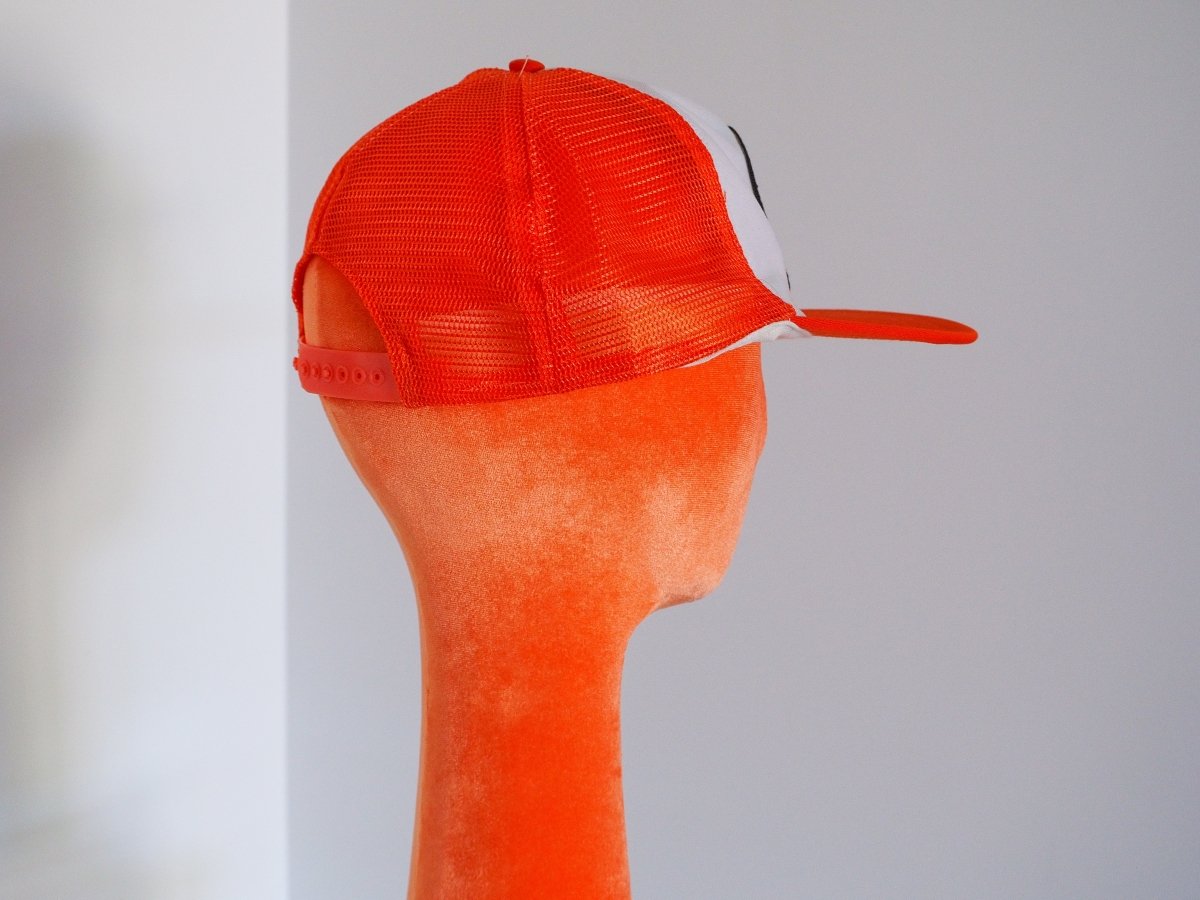 80s Crane Supply Company Logo Orange Trucker Hat Accessories - Afterthought Vintage