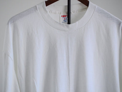 80s Hef T by Tee Jay Blank White Long Sleeve T-Shirt - Single Stitch Clothes - Afterthought Vintage