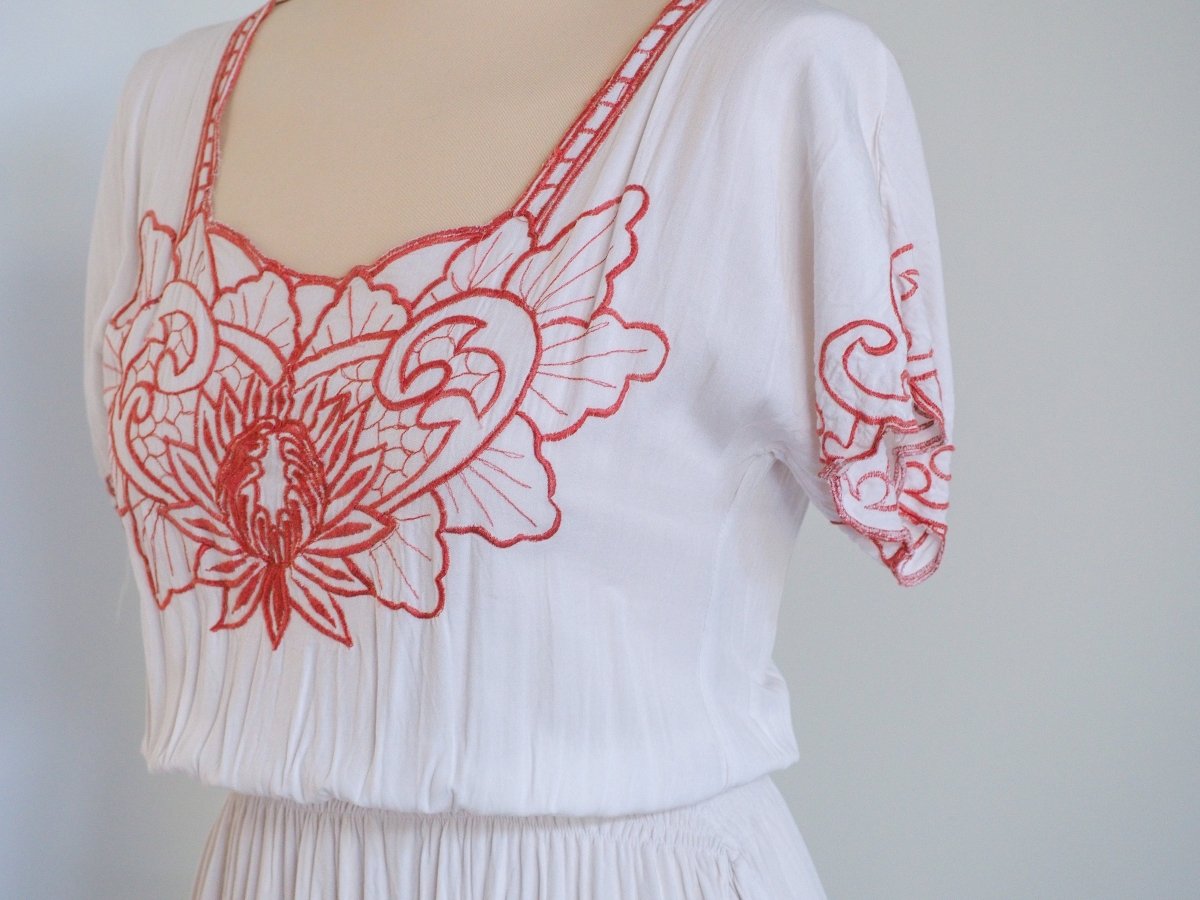 80s HiBis Lace Works Floral Embroidered Sundress Clothes - Afterthought Vintage