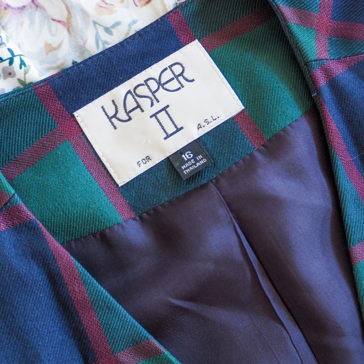 80s Kasper II for ASL Plaid Double Breasted Blazer Clothes - Afterthought Vintage