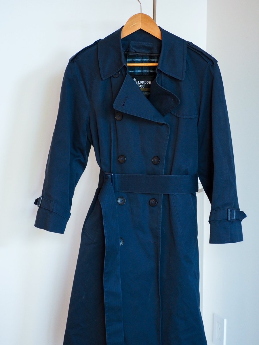 80s London Fog Navy Trench Coat w/ Removable Lining Clothes - Afterthought Vintage