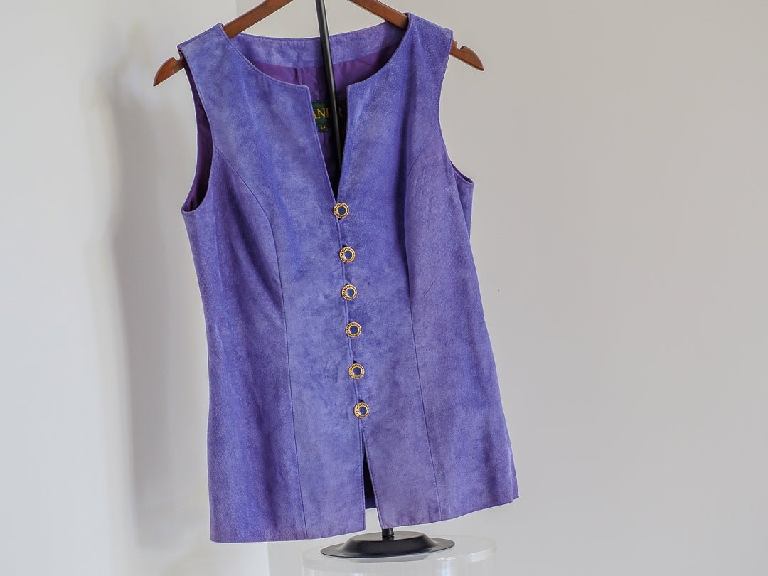 80s Purple Suede Danier Vest - Afterthought Vintage