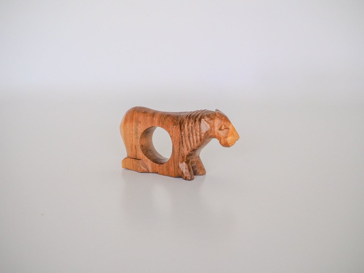 90s African Natural Wood - carved Animal Napkin Rings (Set of 6) Lifestyle - Afterthought Vintage