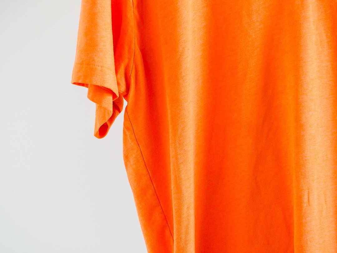 90S American Apparel Neon Orange V - Neck T-Shirt - Single Stitch Clothes - Afterthought Vintage