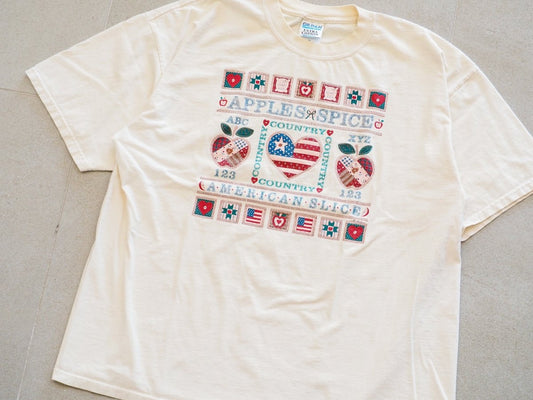 90s Apple Spice American Slice Quilt Graphic T-Shirt Clothes - Afterthought Vintage