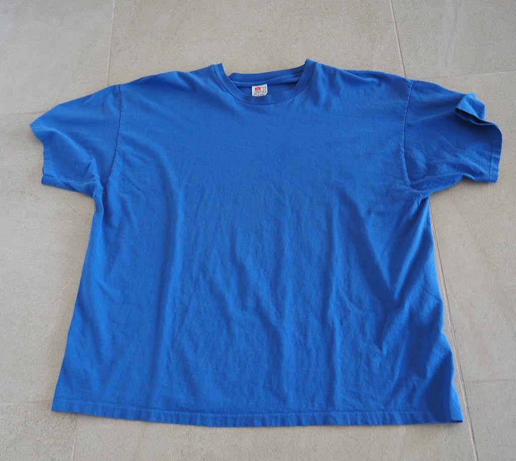 90s Blue Blank Hanes Tee - Single Stitch Clothes - Afterthought Vintage