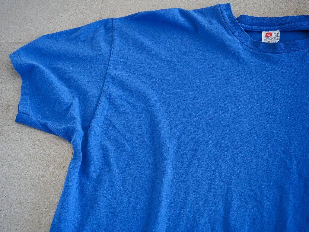 90s Blue Blank Hanes Tee - Single Stitch Clothes - Afterthought Vintage