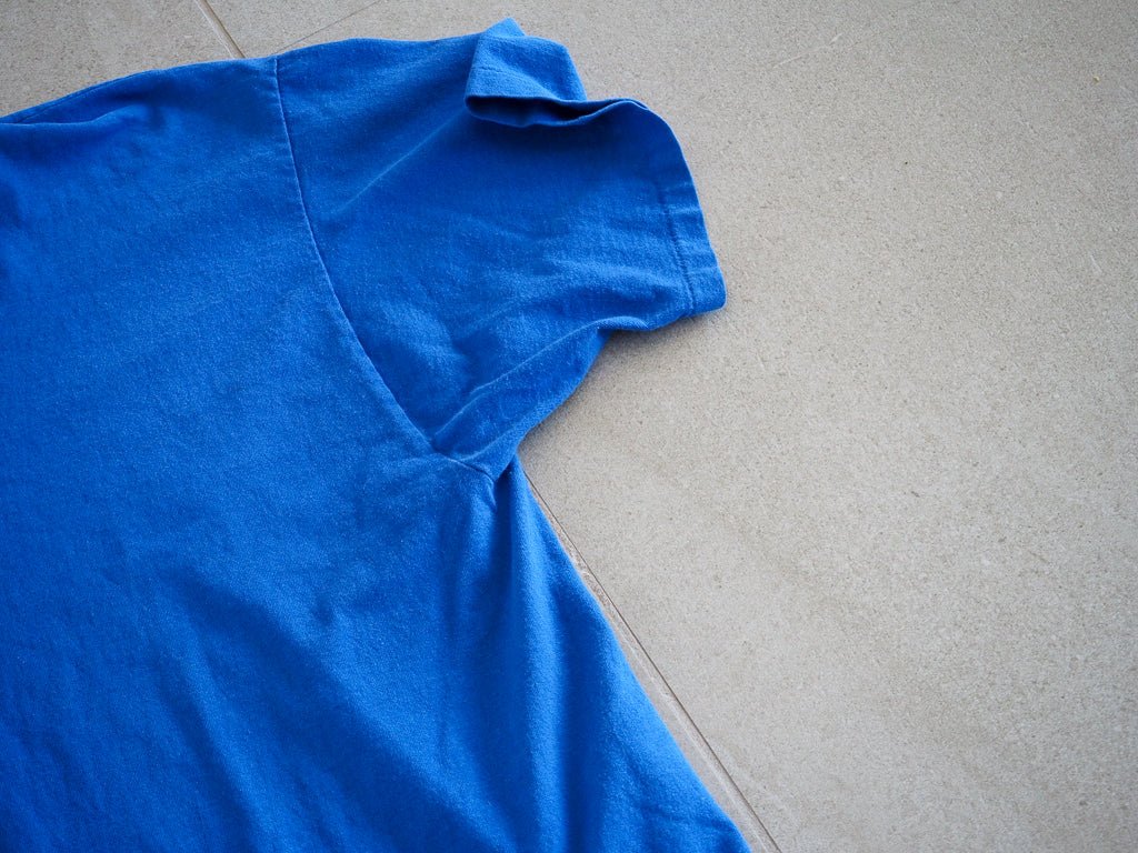 90s Blue Blank Hanes Tee - Single Stitch Clothes - Afterthought Vintage