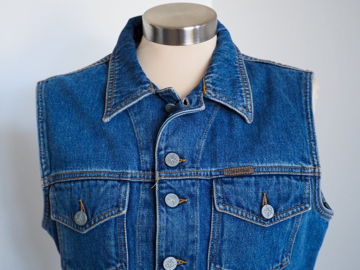 90s Calvin Klein Denim Vest - Made in USA Clothes - Afterthought Vintage