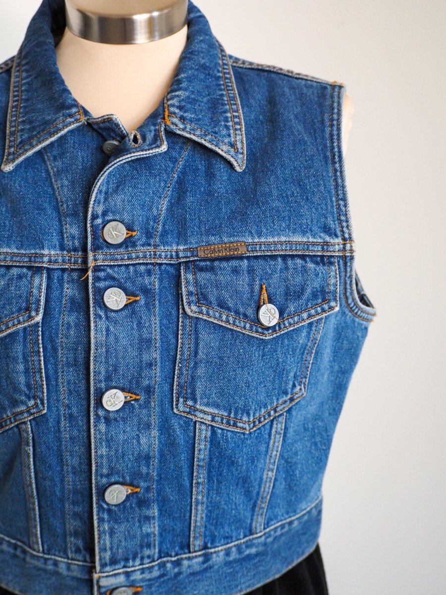 90s Calvin Klein Denim Vest - Made in USA Clothes - Afterthought Vintage