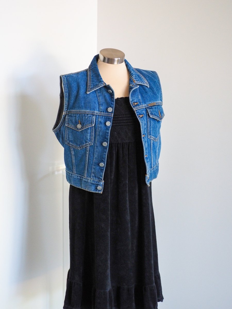 90s Calvin Klein Denim Vest - Made in USA Clothes - Afterthought Vintage