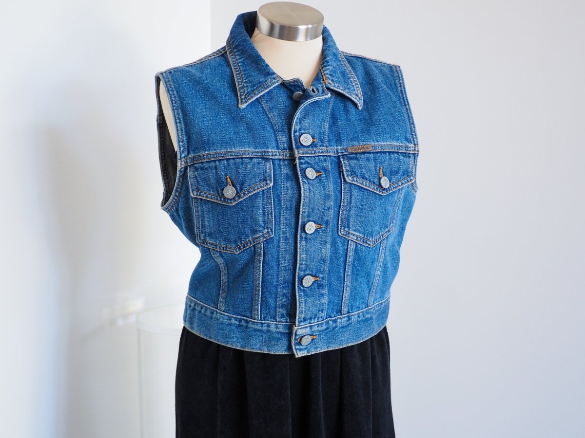 90s Calvin Klein Denim Vest - Made in USA Clothes - Afterthought Vintage