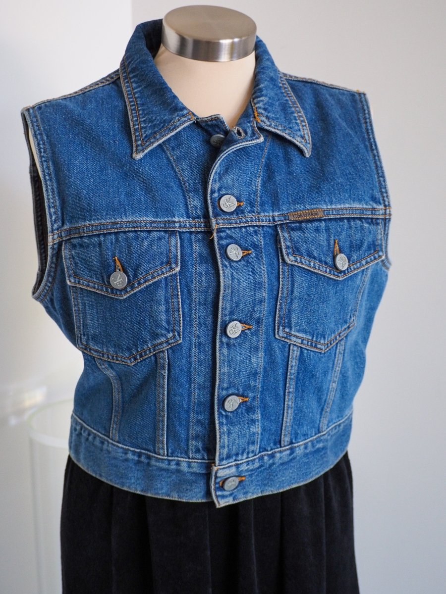 90s Calvin Klein Denim Vest - Made in USA Clothes - Afterthought Vintage