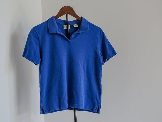 90s Classic Elements Fitted Polo Shirt - Blue - Afterthought Vintage