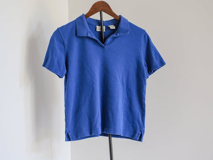 90s Classic Elements Fitted Polo Shirt - Blue - Afterthought Vintage