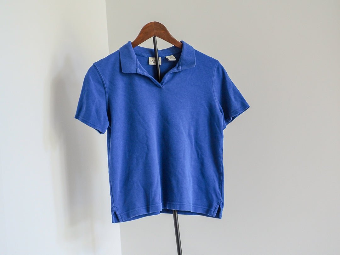 90s Classic Elements Fitted Polo Shirt - Blue - Afterthought Vintage