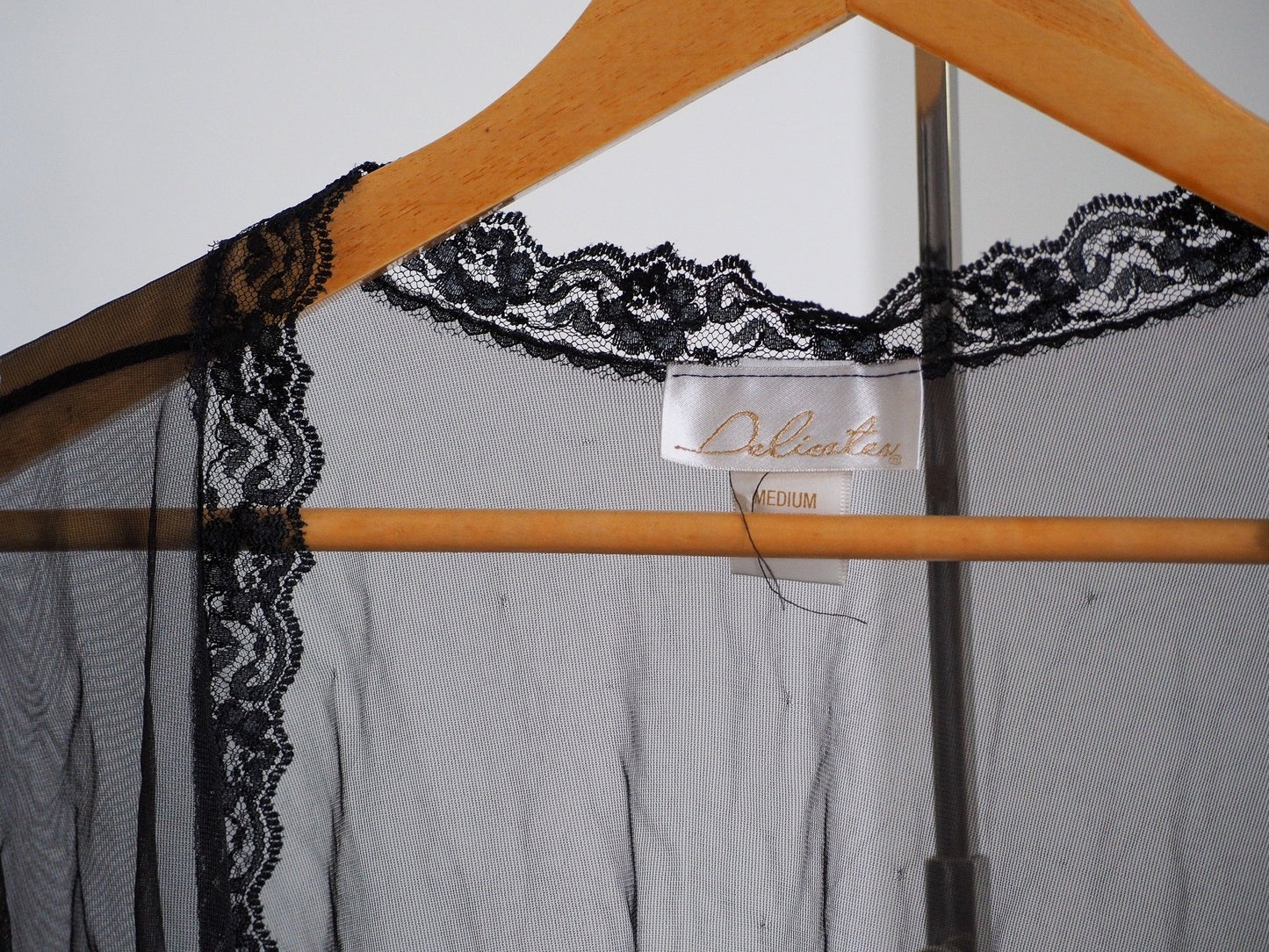 90s Delicates Sheer Black Lace Robe Clothes - Delicates - Afterthought Vintage