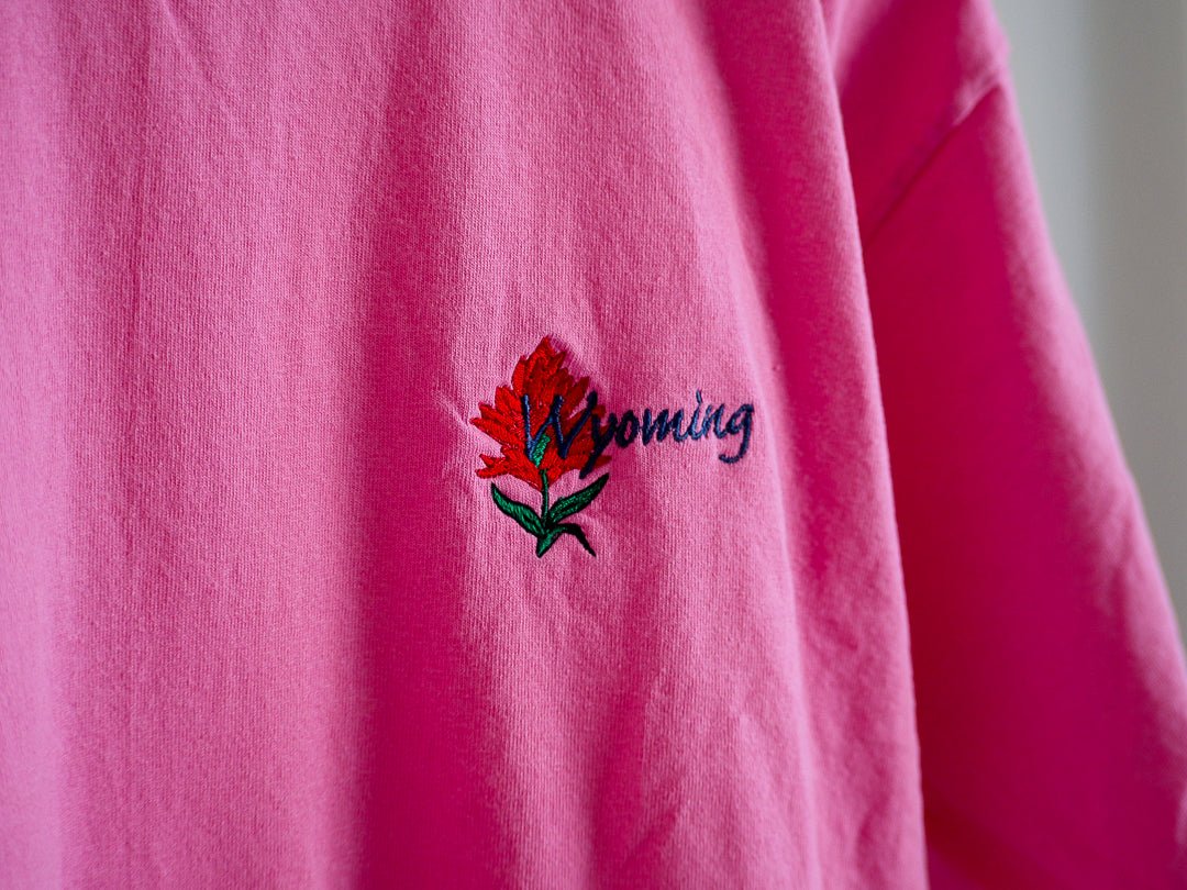 90s Embroidered Wyoming Flower T-Shirt Clothes - Afterthought Vintage