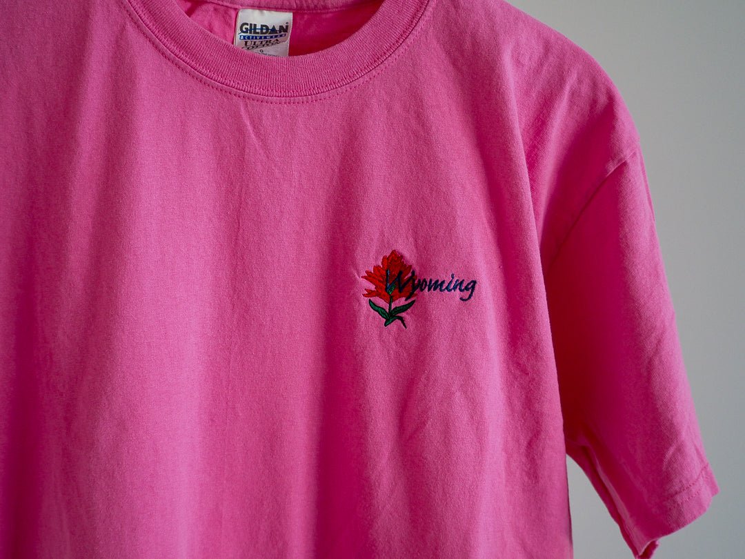 90s Embroidered Wyoming Flower T-Shirt Clothes - Afterthought Vintage