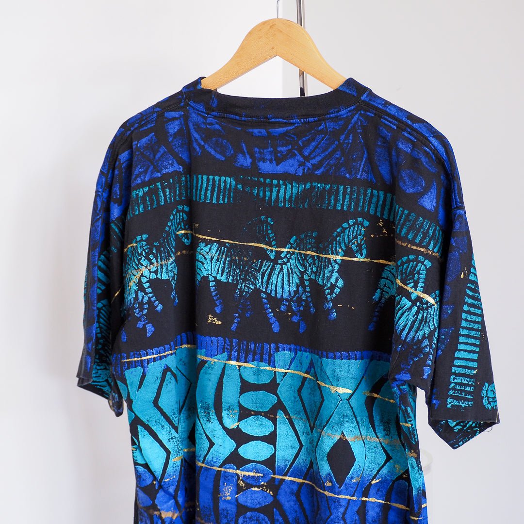 90s Handpainted Zebra Graphic Pattern T-Shirt - Single Stitch Clothes - Afterthought Vintage