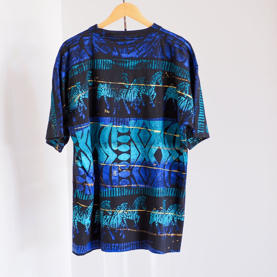 90s Handpainted Zebra Graphic Pattern T-Shirt - Single Stitch Clothes - Afterthought Vintage