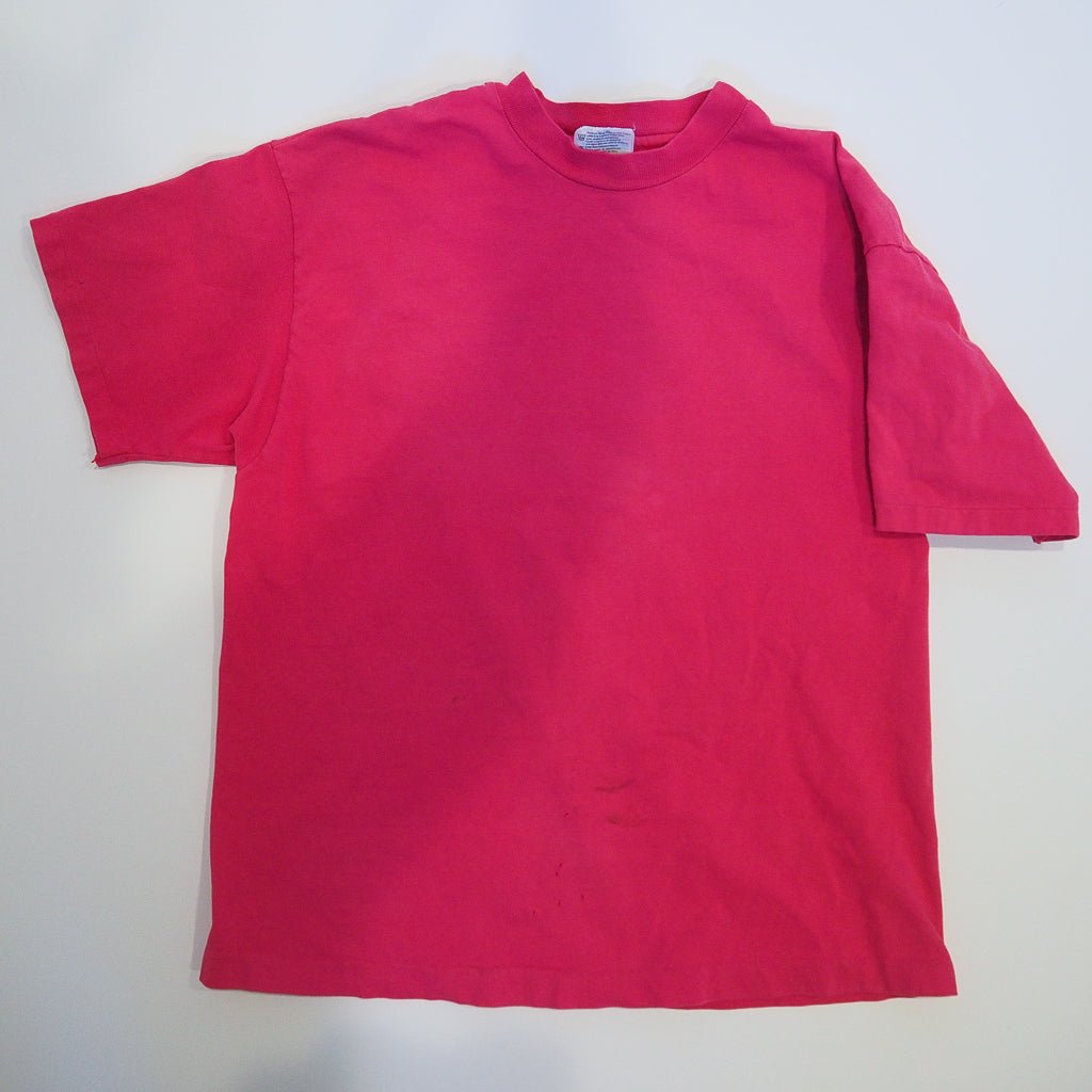 90s Hot Pink Blank Hanes Beefy - T - Single Stitch - M Clothes - Afterthought Vintage