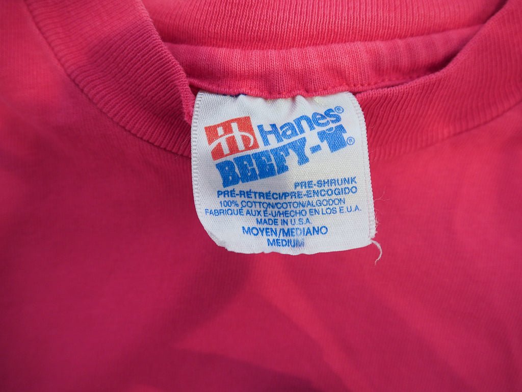 90s Hot Pink Blank Hanes Beefy - T - Single Stitch - M Clothes - Afterthought Vintage