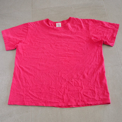 90s Hot Pink Hanes Her Way Tee - Single Stitch Clothes - Afterthought Vintage