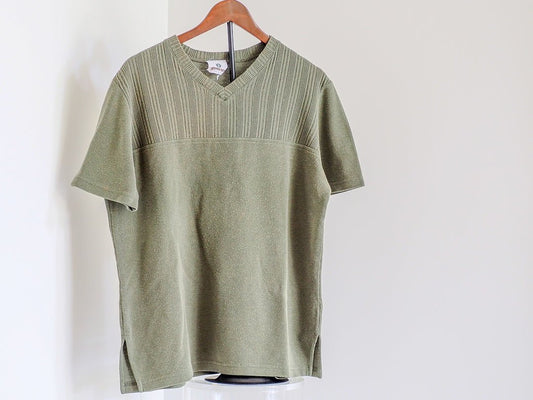 90S Knit - Textured V - Neck T-Shirt - Afterthought Vintage