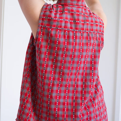 90s Star - Spangled Red Plaid Sleeveless Button Up Shirt Clothes - Afterthought Vintage