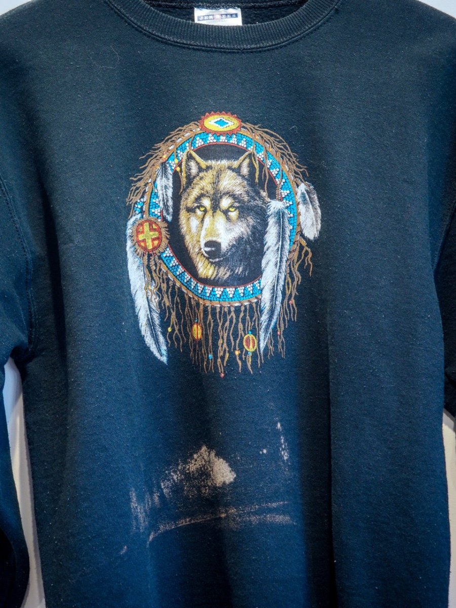 90s Wolf Dreamcatcher Jerzees Crewneck - S Clothes - Afterthought Vintage