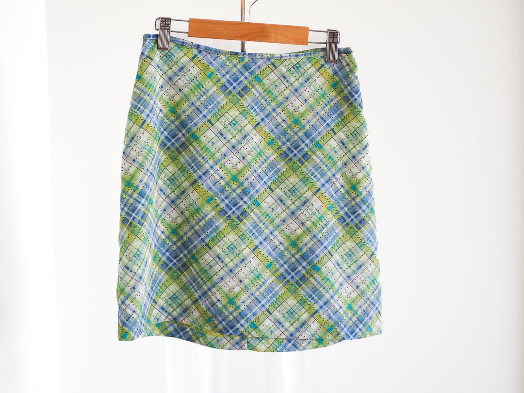 90s Wrapper Plaid Print Mini Skirt - Afterthought Vintage