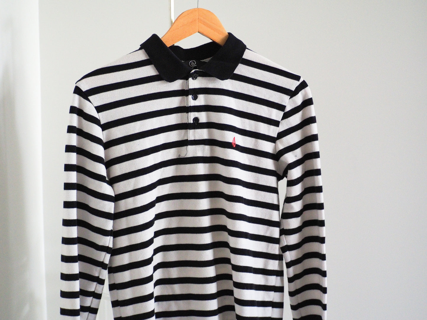 Y2K Volcom Stone Emo Striped Long Sleeve Polo