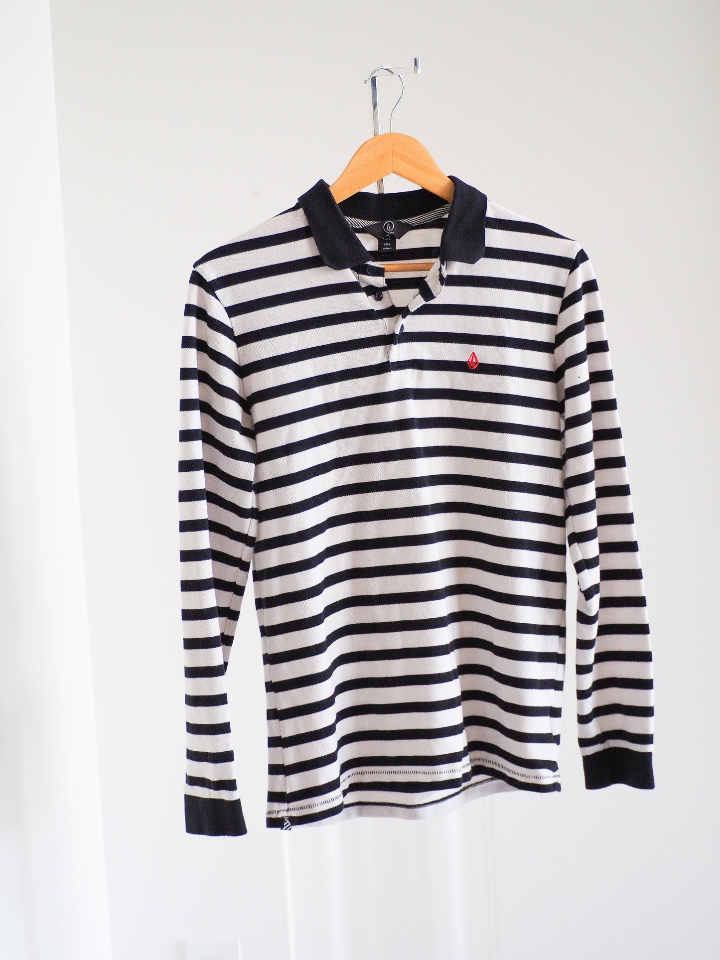 Y2K Volcom Stone Emo Striped Long Sleeve Polo