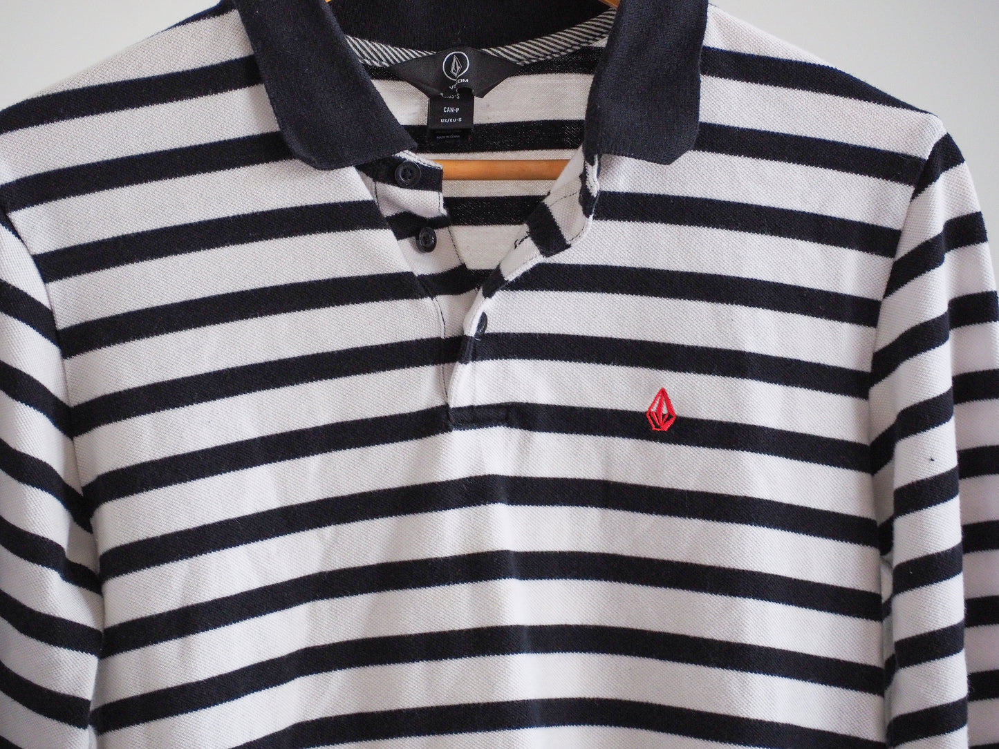 Y2K Volcom Stone Emo Striped Long Sleeve Polo