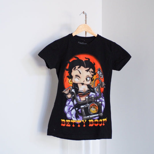 Betty Boop Spray Paint Motorcycle Graphic T-Shirt Clothes - Afterthought Vintage