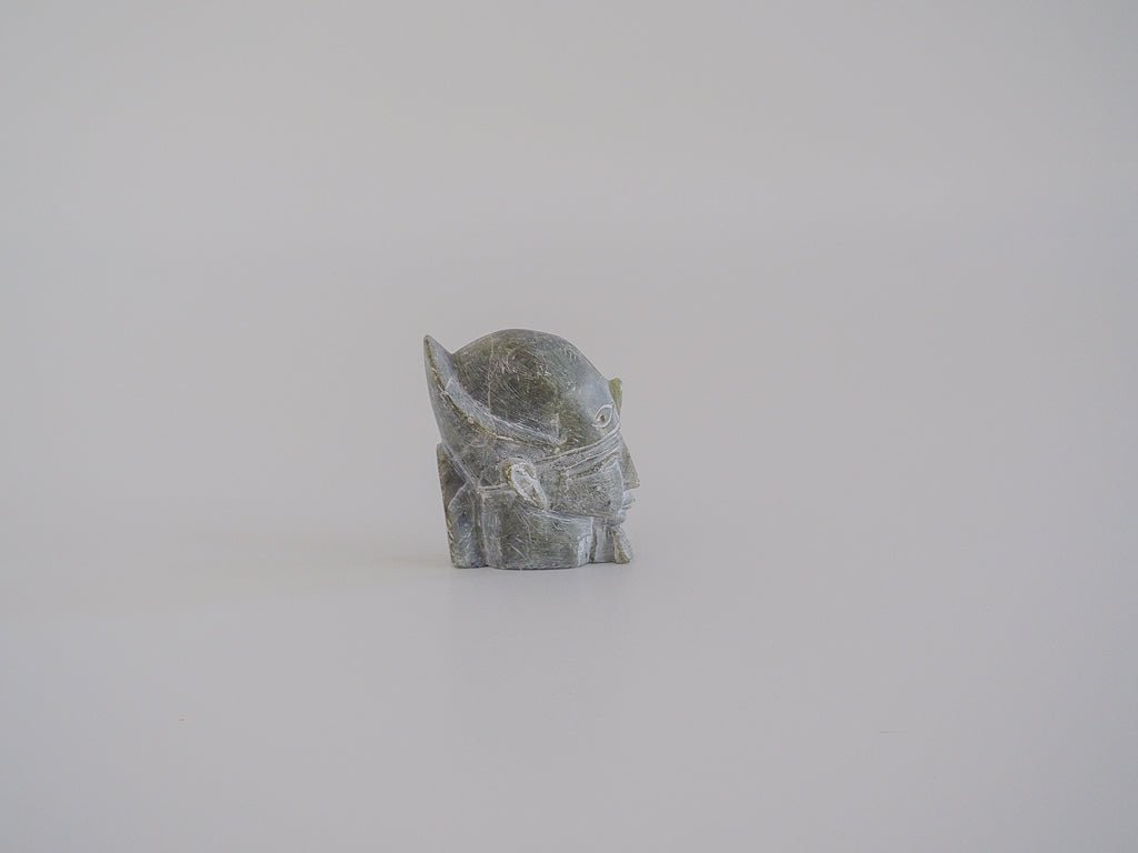 Carved Basalt Egyptian Pharaoh Head Paperweight Lifestyle - Afterthought Vintage